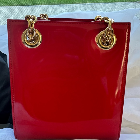 Dolce & Gabbana Red Patent Leather Mini Crossbody with Gold DG Emblem - Picture 4 of 9